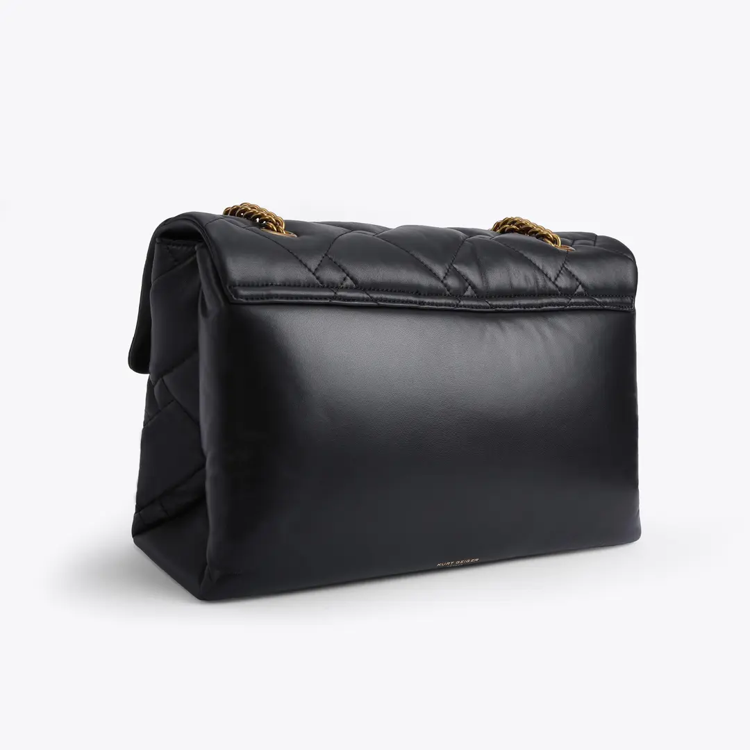 

Kurt Shoulder Bags Geiger London Kensington XXL 38cm Soft Leather Handbags Luxury Black Chains Shoulder Bag Big Cross Body Purse and bag 2LTO