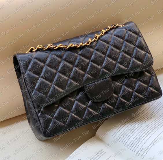 

Top 10A Tier Quality Double Flap Shoulder Bag 30CM Jumbo Luxury Designer Genuine Leather Caviar Lambskin Classic Black Wallet Quilted sgfd, Red caviar