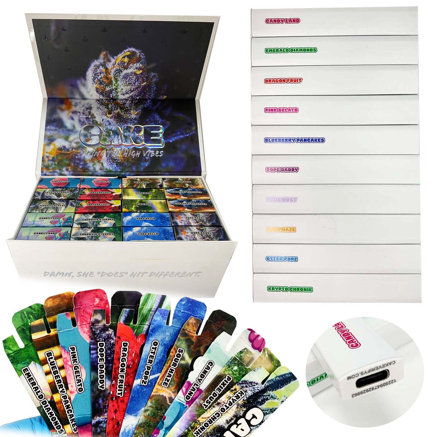 

5th Generation Cake Disposable Vape Pen Gen 5 Cake Bar 280mAh Rechargeable E Cigarettes Battery 1ml E-Cig Cartridges Empty Vaporizer Pod