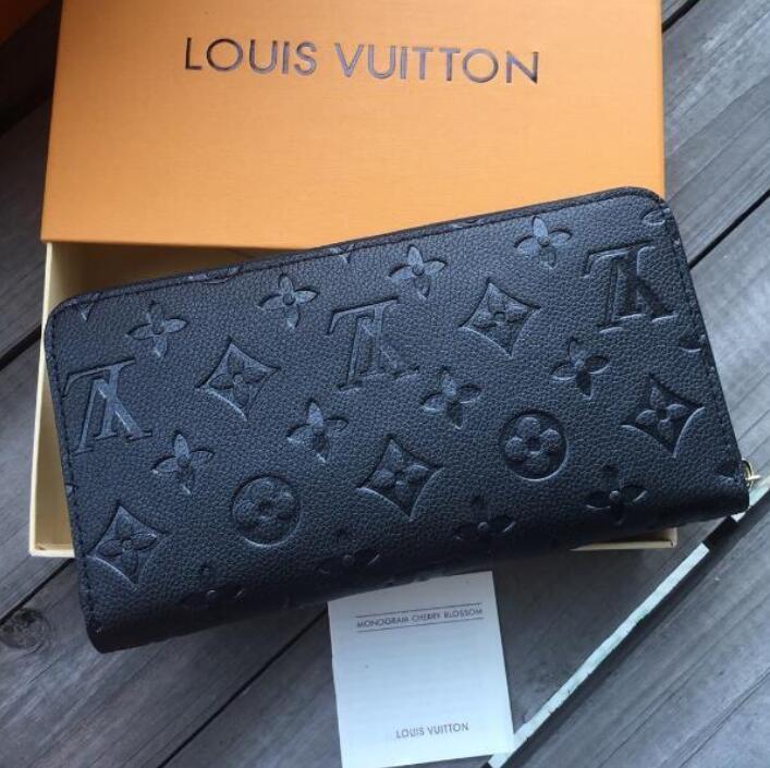 

Fashion Black purse card empreinte louise viuton women high quality clutch lady long wallet pu leather single zipper wallets guccie classical corn holder 60017