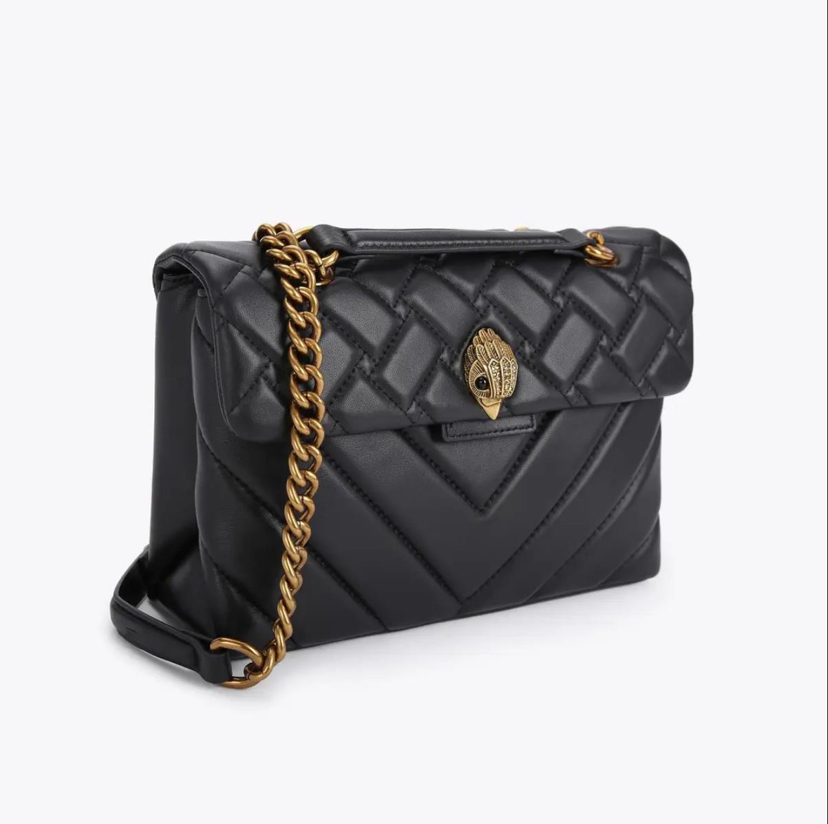 

Geiger London Kurt Kensington Medium Real Leather Handbags Luxury Black Gold/Silver Chains Shoulder Bag Cross Body Purse and bag U1OW