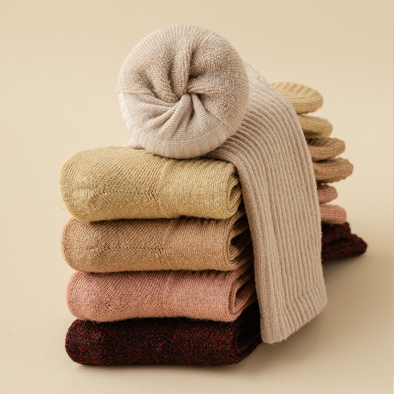 

5 Pair High End Solid Color Women Wool Socks High Tube for Winter Thickened Warm Socks Socks Wholesale 1223887