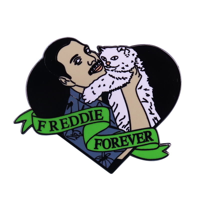 

Freddie Forever Rock Queen Mercury Enamel Brooch Pin Brooches Lapel Pins Badge Denim Jacket Jewelry Accessories Fashion Gifts, As picture