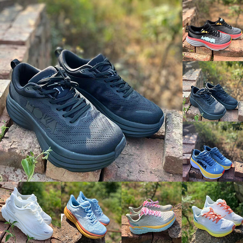 

NEW OG Running Shoes Hokas Running Shoes Carbon X 2 Clifton 8 Bondi8 Bondi Shock Absorbing Runner Sneaker Triple Black White Blue Tint Smoke Grey, 24