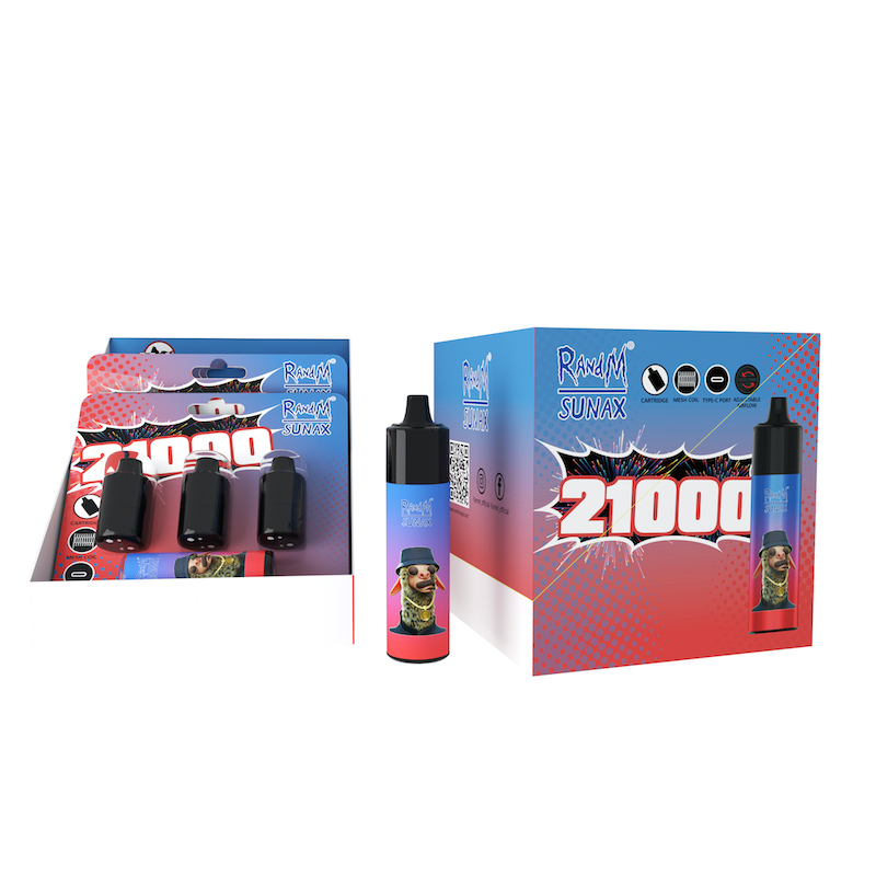 

Original randm Sunax puff 21000 disposable vapes desechables pod system 10ml 850mah Rechargeable barrery 3 cartridge Mesh Coil e cigarette randm tornado puff