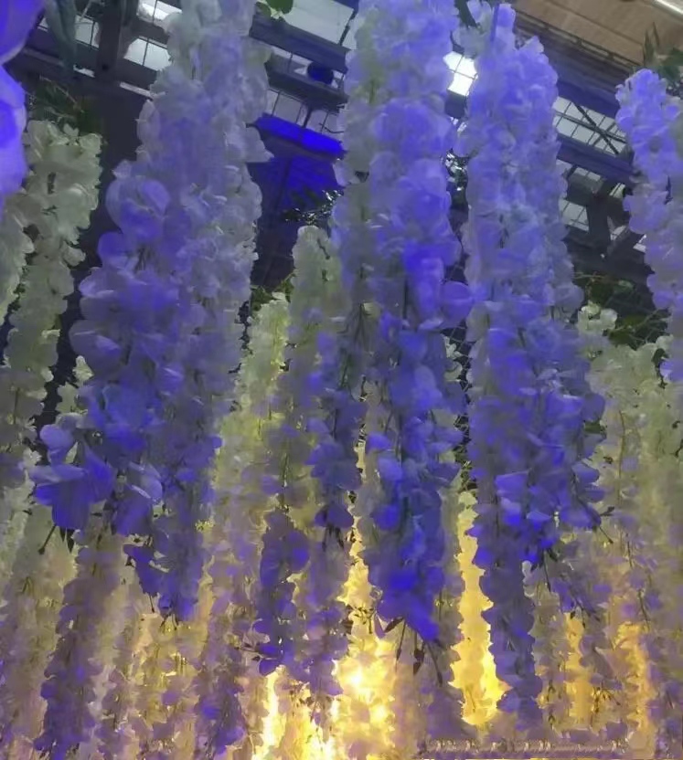 

Artificial Silk Flower Wisteria 200CM Orchid String Rattan Home Garden Wall Hanging Flowers Vine Centerpiece Xmas Party Wedding Decoration Background, Purple