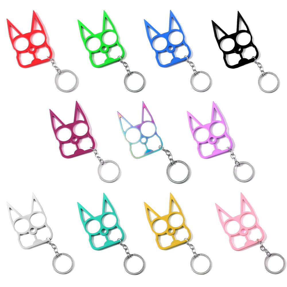 

Fashion women's keychains Outdoor escape refers to the tiger keychain for men cartoon portable rabbit ear cat eye two finger fastener car broken window key ring