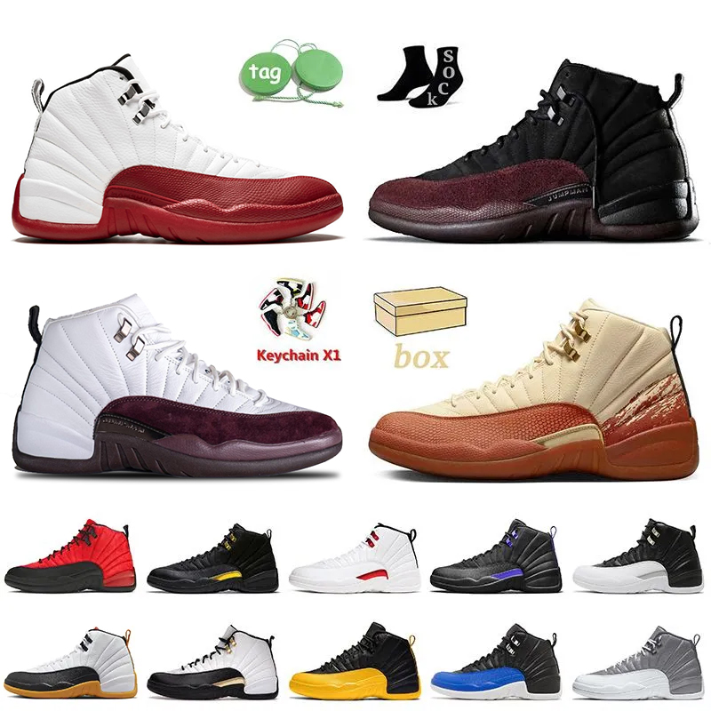 

With Box Basketball Shoes Jumpman 12 A Ma Maniere 12s Cherry Eastside Golf Stealth Floral 25 Years in China University Gold Taxi Mens Trainers Utility Sports Sneakers, D40 gym red 2018 40-47