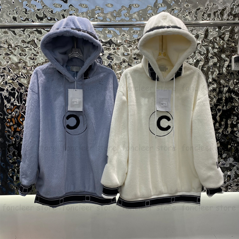 

Women' Hoodies Lamb Wool Warm Sweatshirts Winter Spring Coats Letter Design Hooded Sweatshirt Tide with Tops Quality, White