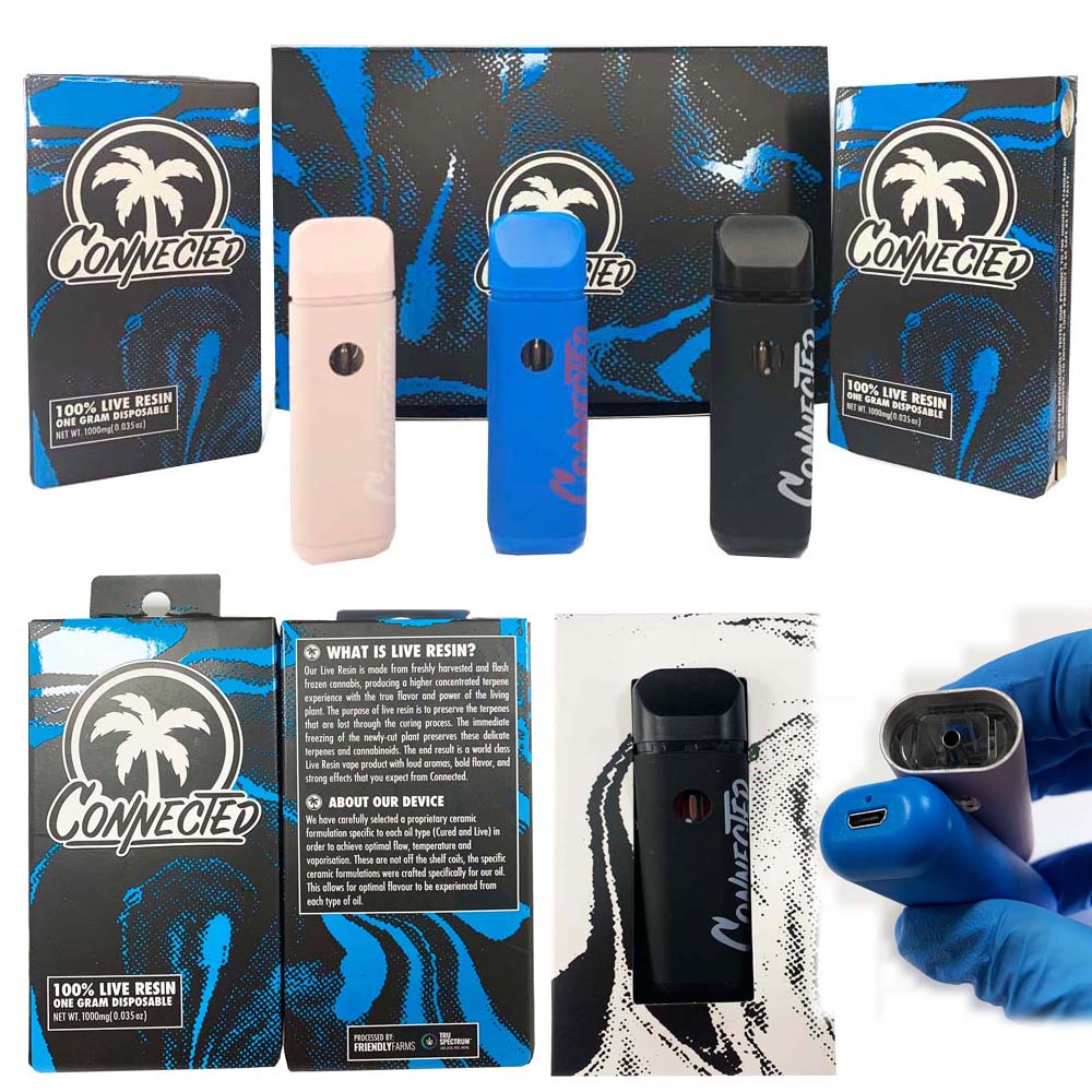 

Connected Disposable Vape Pens 280mah Rechargeable Battery 1.0ml Empty Vaporizer Pods Ceramic Coil Cartridges E cigarettes carts with packaging