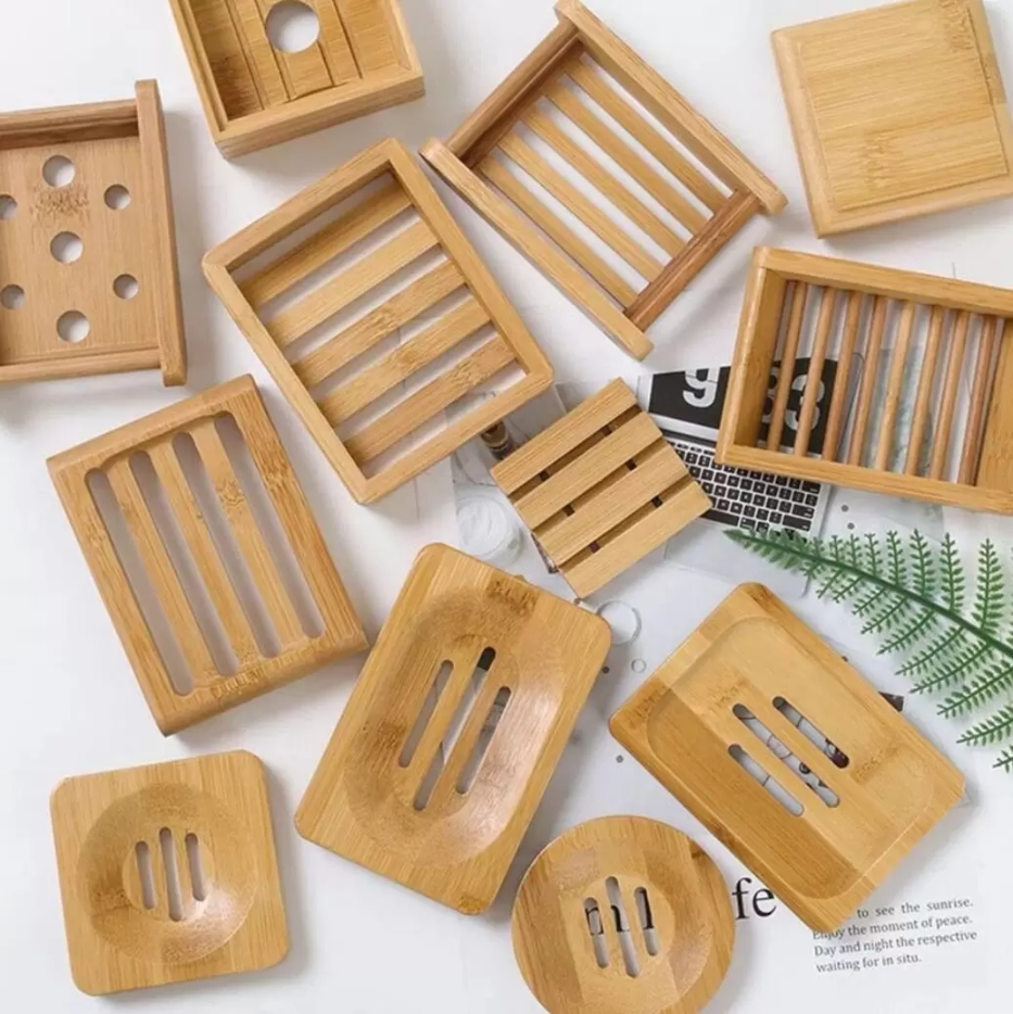 

Soap Dish Holder Wooden Natural Bamboo Soap Dishes Simple Bamboo Soap Holder Rack Plate Tray Round Square Case Container ss0128, Light yellow