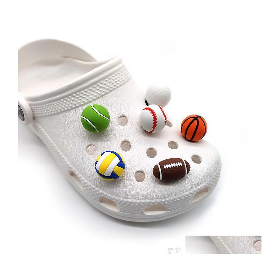 

Shoe Parts Accessories 3D Sport Basketball Ball Soccer Baseball Jibitz Croc Charms Clog Pins Drop Delivery Shoes Dhnsc
