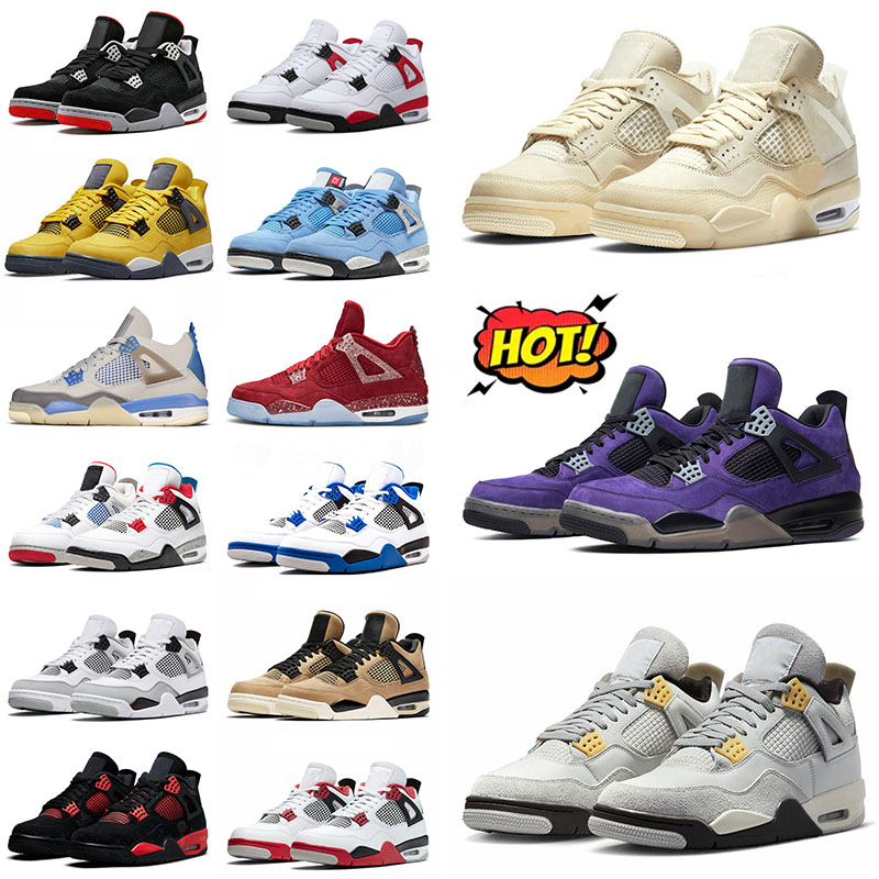 Jumpman 4 Retro Basketball Shoes 4S Black Cat Universitys Blue Photon Dust Canvas White Oreo Fire Red Sail Women Purple Designers Sneakers Outdoo-image-838156913