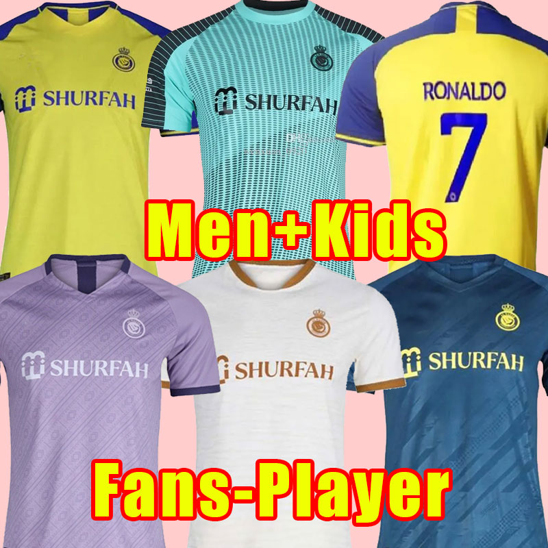 

Al Nassr FC soccer Jerseys Ronaldo 2022 2023 Home 22 23 CR7 Gonzalo Martinez Talisca Ghislain Konan Vincent Aboubakar men Football shiirt ESB goalkeeper kids player