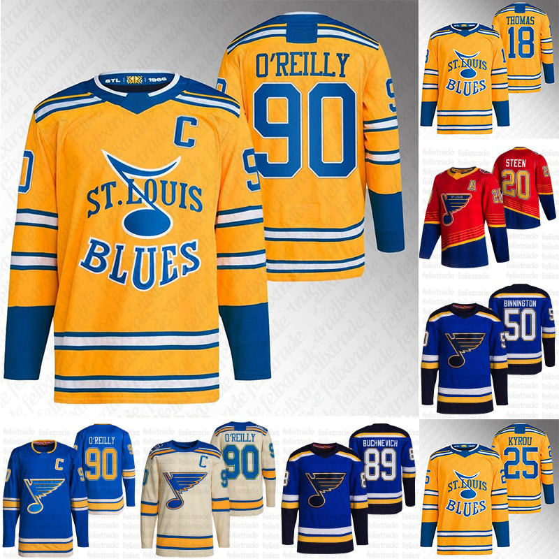 

Robert Thomas Ryan O'Reilly 2023 Reverse Retro jersey Pavel Buchnevich Brandon Saad Vladimir Tarasenko Alexey Toropchenko Kyrou David Robert Thomas Ice Hockey, Mens s-xxxl red