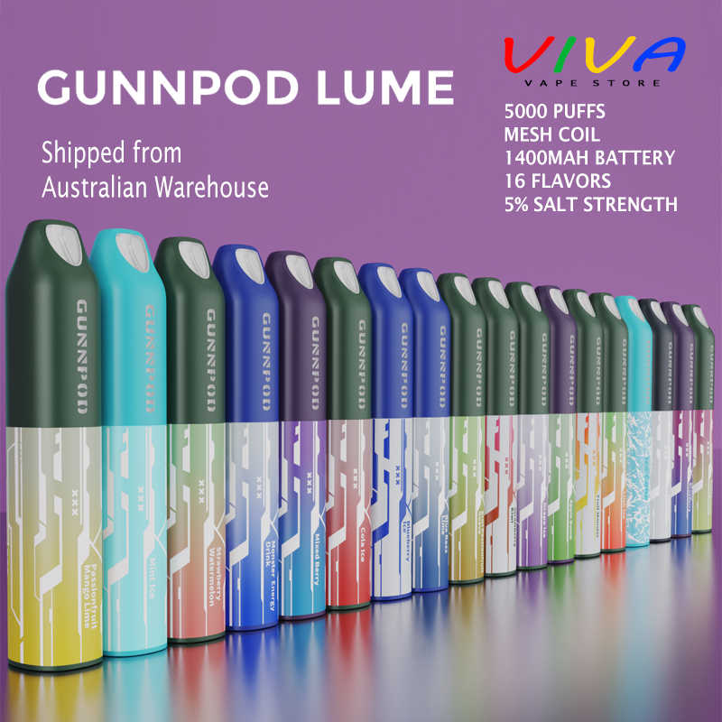 

Authentic Gunnpod Lume E Cigarette 5000 Puffs Disposable Vape 1400mAh Battery 14ml Pre-filled Pods Cartridges Australian Gunnpods Vapes Gun Pod Pen Stick