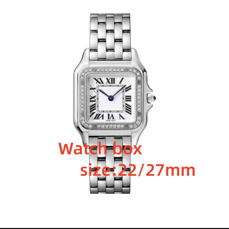 Luxury Watch Women's Designer Diamond Watch Premium Quartz Mouvement Taille 27x27 22x22 Watch Square Bracelet en acier inoxydable Sapphire Verre