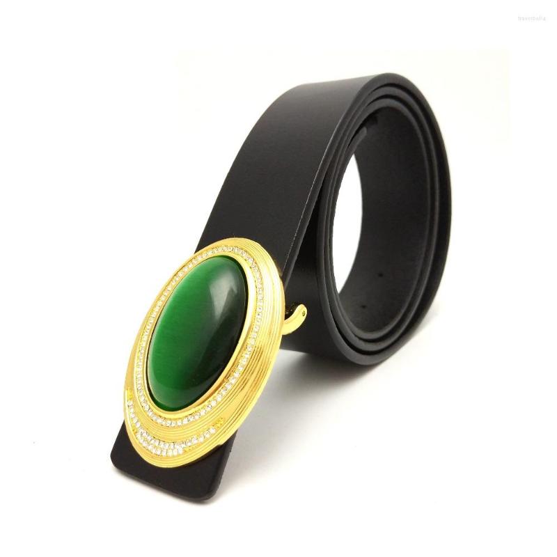 

Belts 2023 Jade Alloy Sovereign Leather Belt Green Men Opals, Black