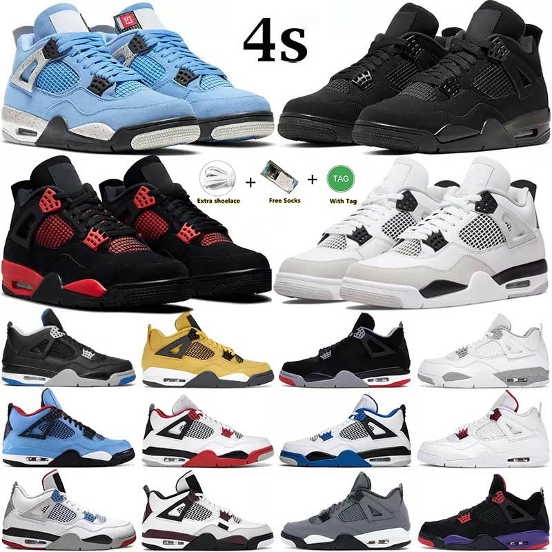 

Jumpman 4 Retro Basketball Shoes Men 4s Military Black Cat Bred Unc University Blue Cactus White Oreo Cool Grey Purple Royalty Outdoor Sport, 14