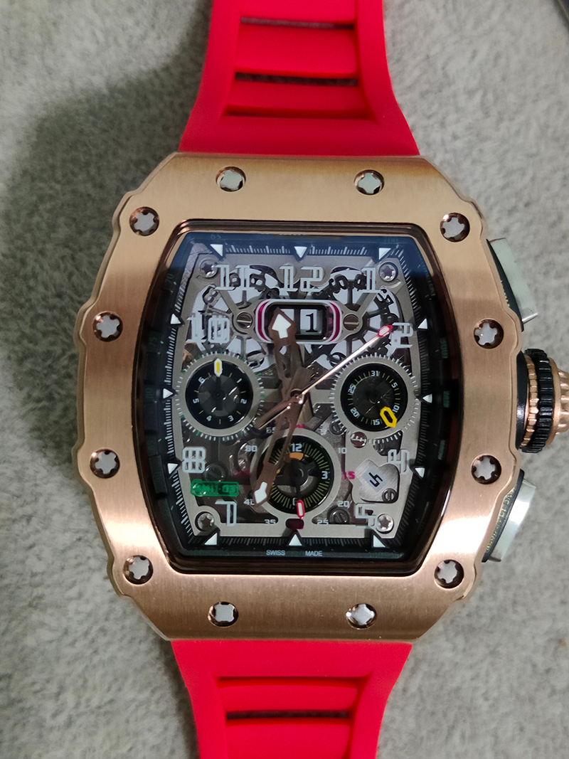 

Men Watch Full Function Rose Gold Case Stainless Steel Flod Clasp Mens Wristwatches