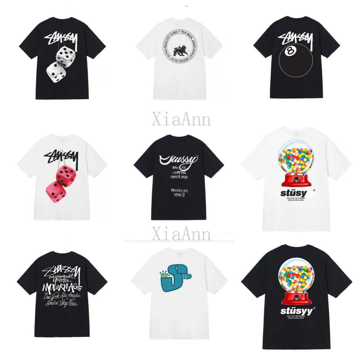 

Designer Luxury fashion brand stussys Classic Mens And Womens T Shirt Dice pattern printed alphabet Summer High Street Trend Tee