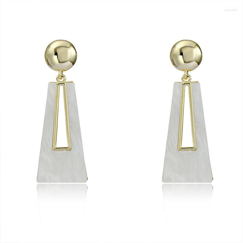 

Dangle Earrings 2023 Mesh Trapezoid Geometric Ladies Stud White Acrylic Acetate Plate Fashion Personality 925 Silver