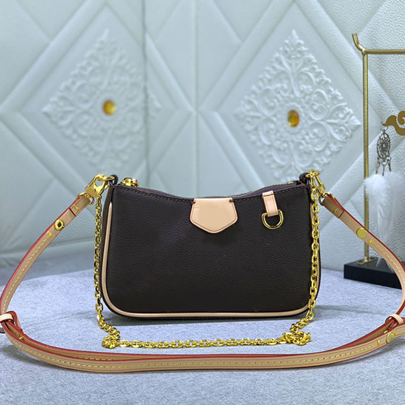 

Evening Bags Women Shoulder Bag Cowhide Genuine Leather Clutch Lady Handbag Easy Pouch On Strap Embossing Letter Print Removable Chain Messenger Purse, Brown