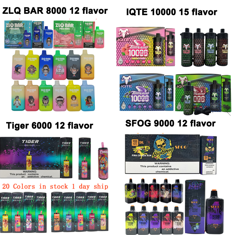 

Electronic Cigarettes IQTE 10000 22ml ZLQ /BVS BAR PRO MAX 8000 Puffs 650mah Mesh coils SFOG 9000 18 ml Tiger 6000 Puffs 2% 5% 16 ml Vape Pen Device Disposable E Cigs Original