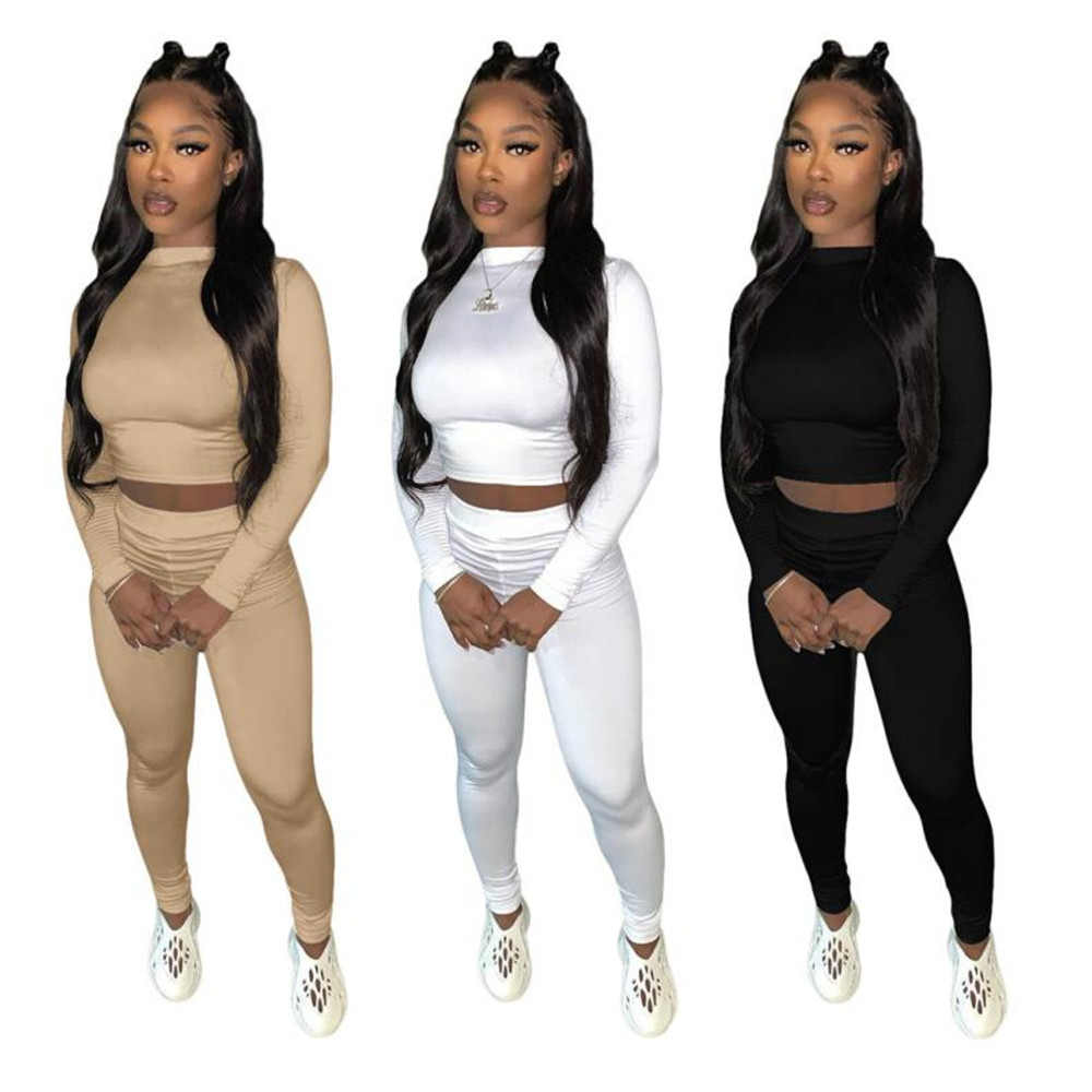 

Designer Fall Winter Clothes Women Tracksuits Active Outfits Long Sleeve Pullover Top and Pants Casual Solid Sportswear Outwork Sweatsuits Jogger Suits 8252, Black