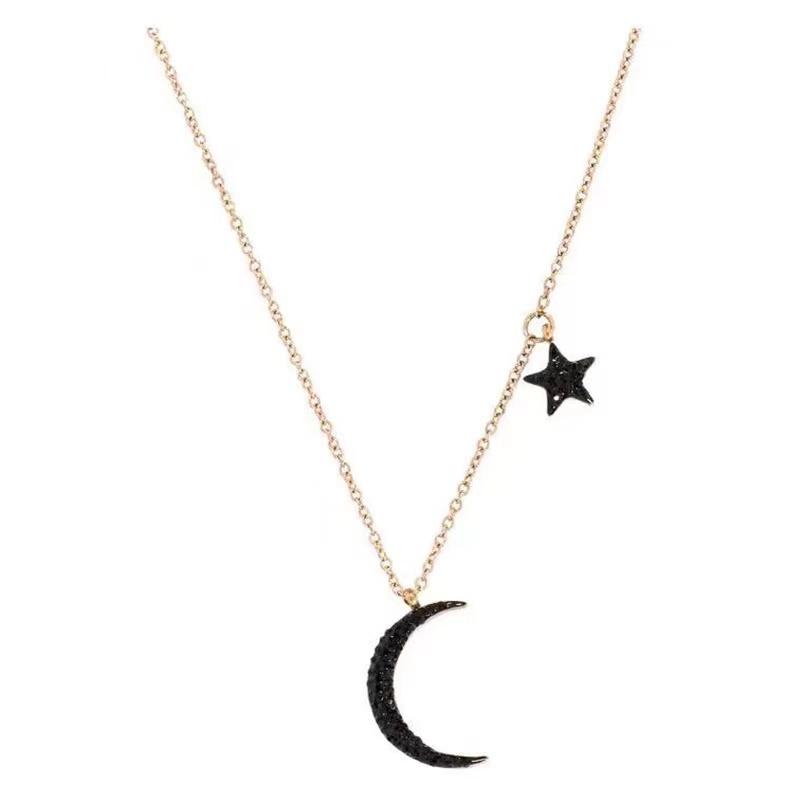 

Chains Most Summer Jewelry Moon Shape Lovely Star Pendant Woman American Gift Stainless NecklaceChains