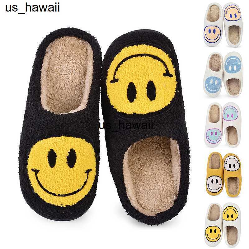 

Slippers Hot Winter Big Smiley Pattern Women Fur Slippers House Couples Men Fluffy Slides Autumn Warm Plush Bedroom Ladies Cotton Shoes 0128V23, Pink