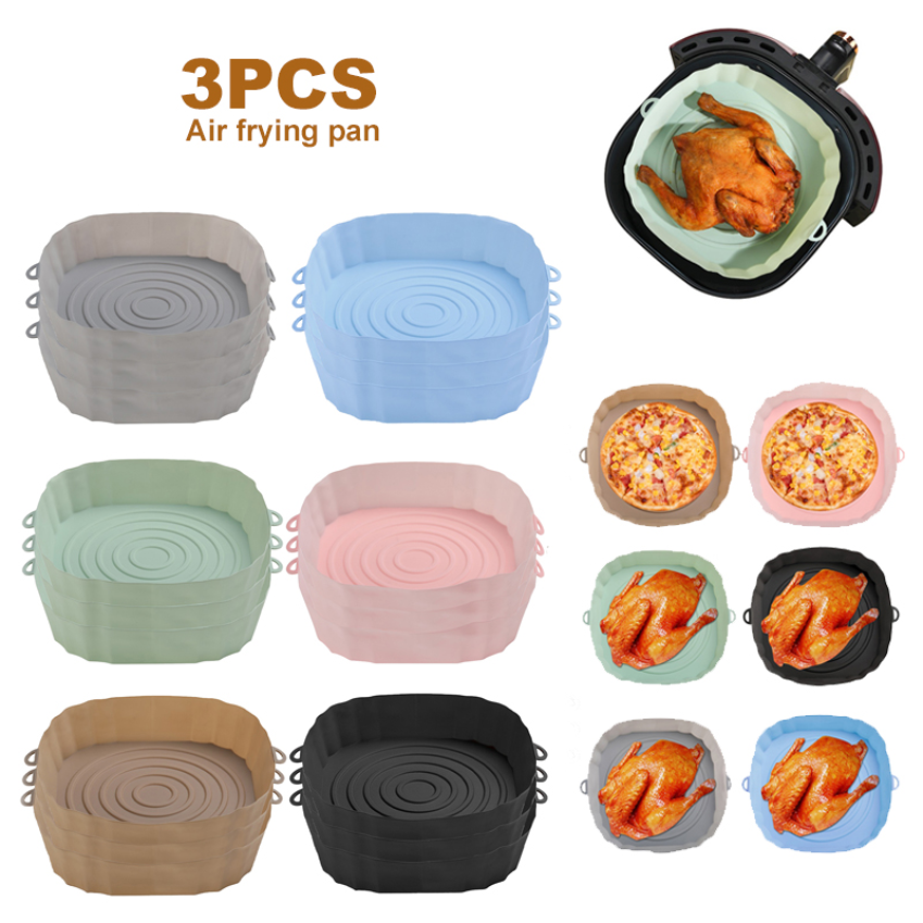 

Silicone Air Fryers Oven Baking Tray Pizza Fried Chicken Airfryer Silicone Basket Reusable Airfryer Pan Liner Accessories ss0129