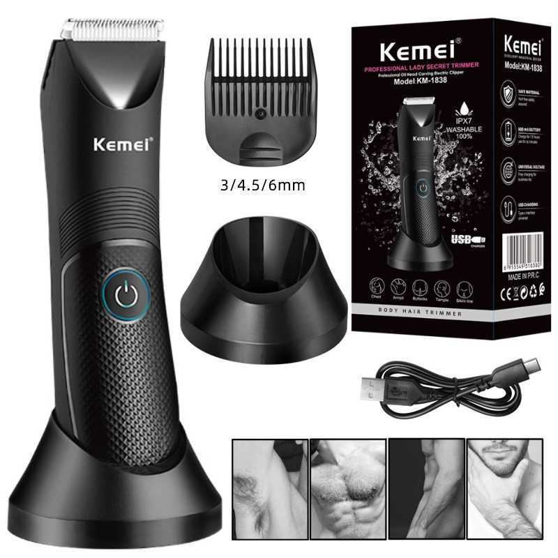 

Electric Shavers Kemei 1838 Washable Groin Body Trimmer for Men Women Electric Face Beard Hair Trimmer Rechargeable Pubic Ball Body Shaver T230129