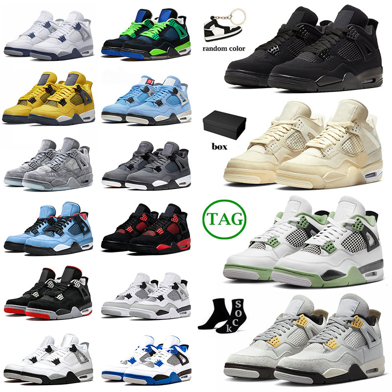 

2023 With Box 4 Basketball Shoes Jumpman 4s Men Women Black Cat Royal Seafoam University Blue Orange Metallic Red Thunder Cement PSG Neon Mens Trainers Sports Sneaker, 40-47 neon
