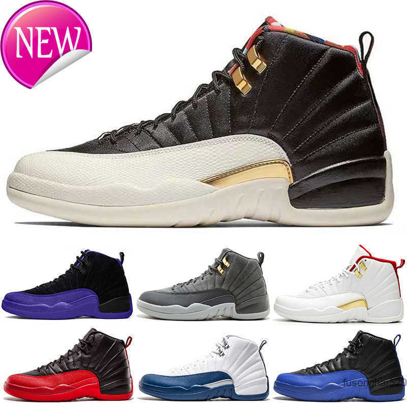 

2022 new retro men 12 12s basketball shoes black purple blue stone CNY Dark concord FIBA Flu Game gym red Michigan o-black taxi the master Q36A, Dark grey