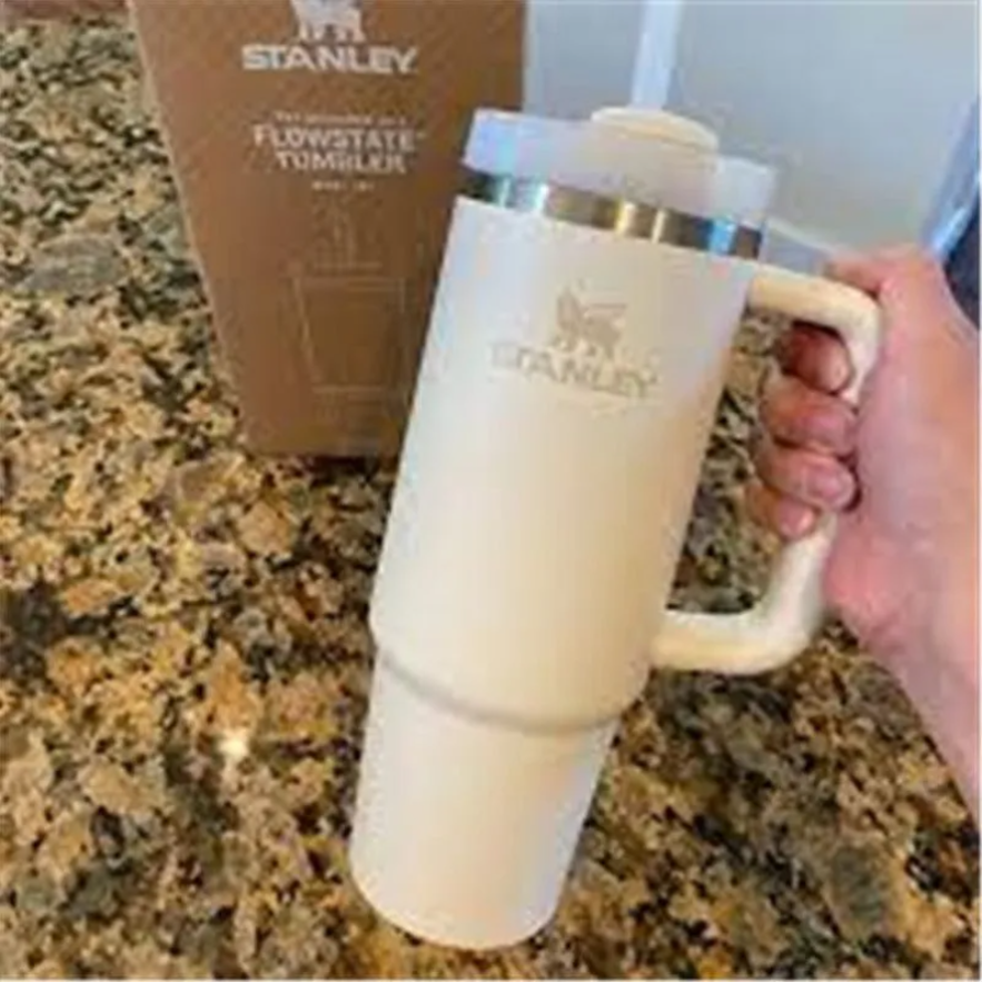 

stanley 40oz stainless steel tumbler with Logo handle lid straw big capacity mug water bottle powder coating outdoor camping cup vacuum insulated drinking, Multi-color