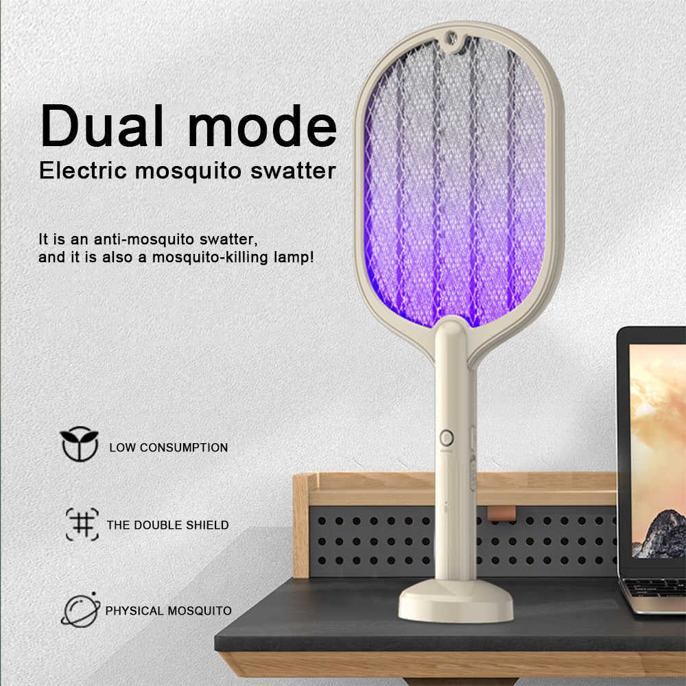 

Pest Control Swatter Mosquito Lamp Usb Rechargeable Electric Insect Killer Racket Kills 3-Layer Bug Zappers 0129