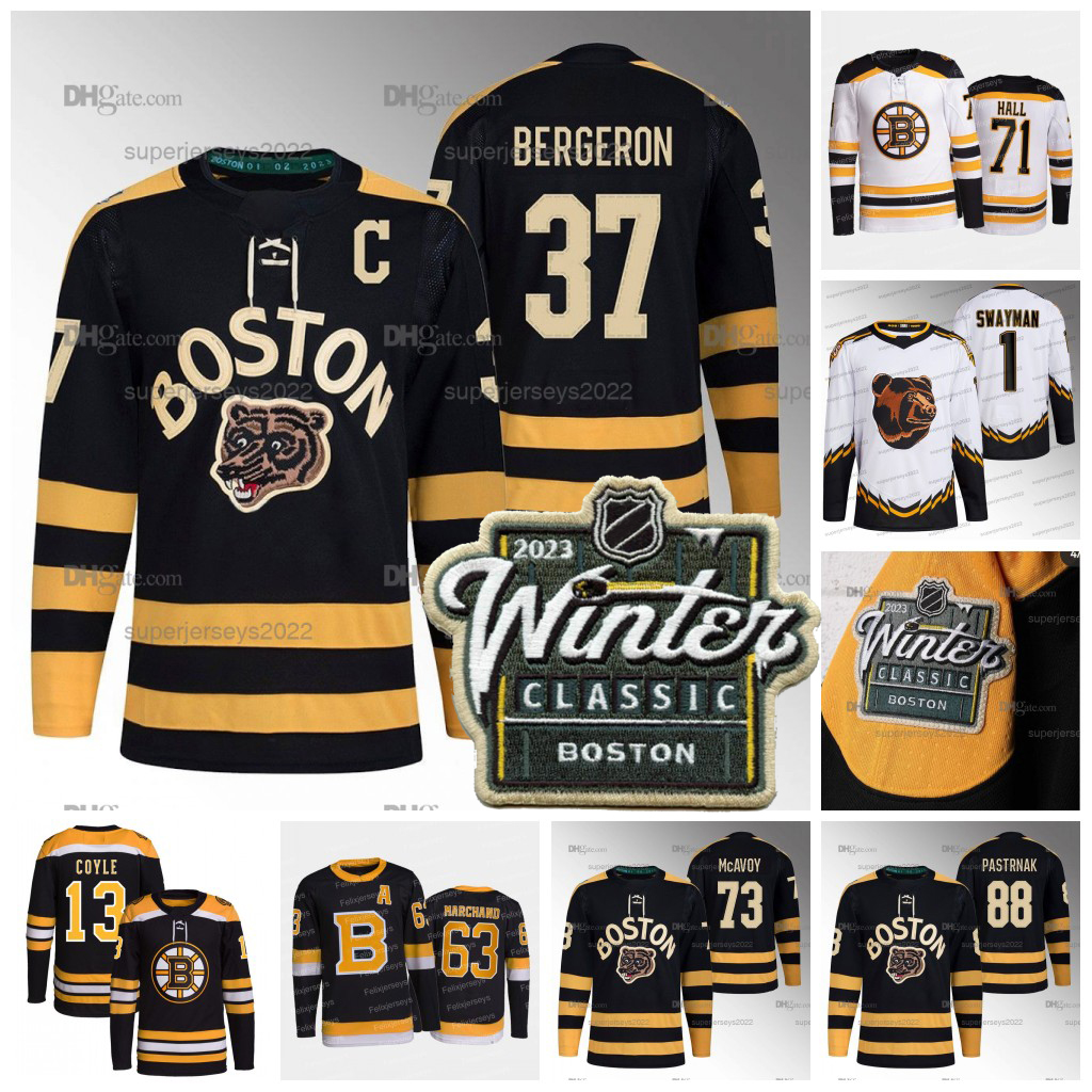 

Boston 88 David Pastrnak Bruins Jersey Patrice Bergeron Brad Marchand 81 Dmitry Orlov Hampus Lindholm Linus Ullmark Jake DeBrusk Taylor Hall Charlie McAvoy A.J. Greer, Away jersey youth: size s-xl