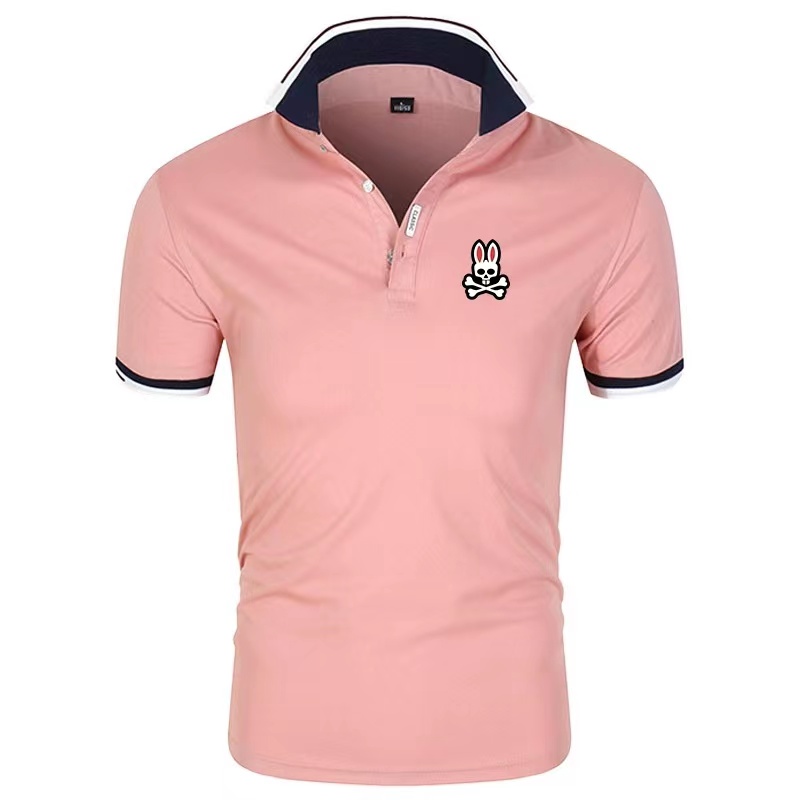 

Mens Polos combed cotton Summer Clothing Cotton Short Sleeve Business Design Animal pattern Psycho Bunny Animals plus Casual Striped Designer Breathable Clothes, Gray