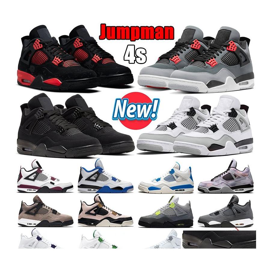 

Other Shoes Jumpman 4 Men Basketball 4S Red Thunder Infrared Military Black Cat Cool Grey University Blue Zen Master White Neon Mens Dhhqt