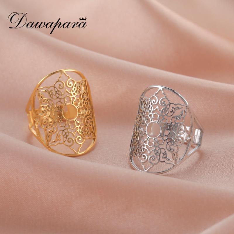 

Cluster Rings Dawapara Mandala The Healing Amulet Ring Vintage Filigree Resizable Talisman For Good Health Stainless Steel Jewlery