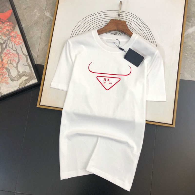 

Designer tshirt fashion printing short sleeved casual round neck pullover Tshirt men women mercerized cotton half sleeve 052756, White