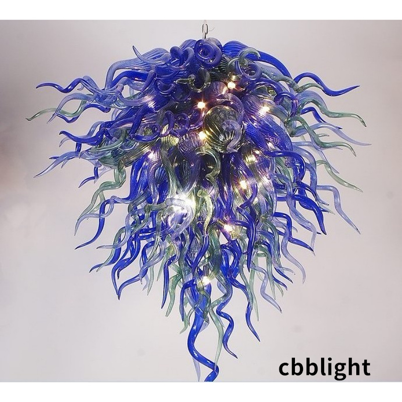 

Western Style Pendant Lamps Bule Color 24*36 Inches Hand Blown Glass Chandelier Borosilicate Murano Style Glass for Duplex Building Minimalist Villa Lighting LR091