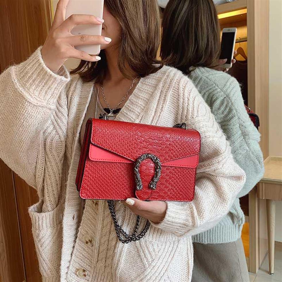 

Snake Small Leather Crossbody Bags For Women 2020 Animal Print Shoulder Messenger Bag Ladies Travel Purse Chain196S, S patent black