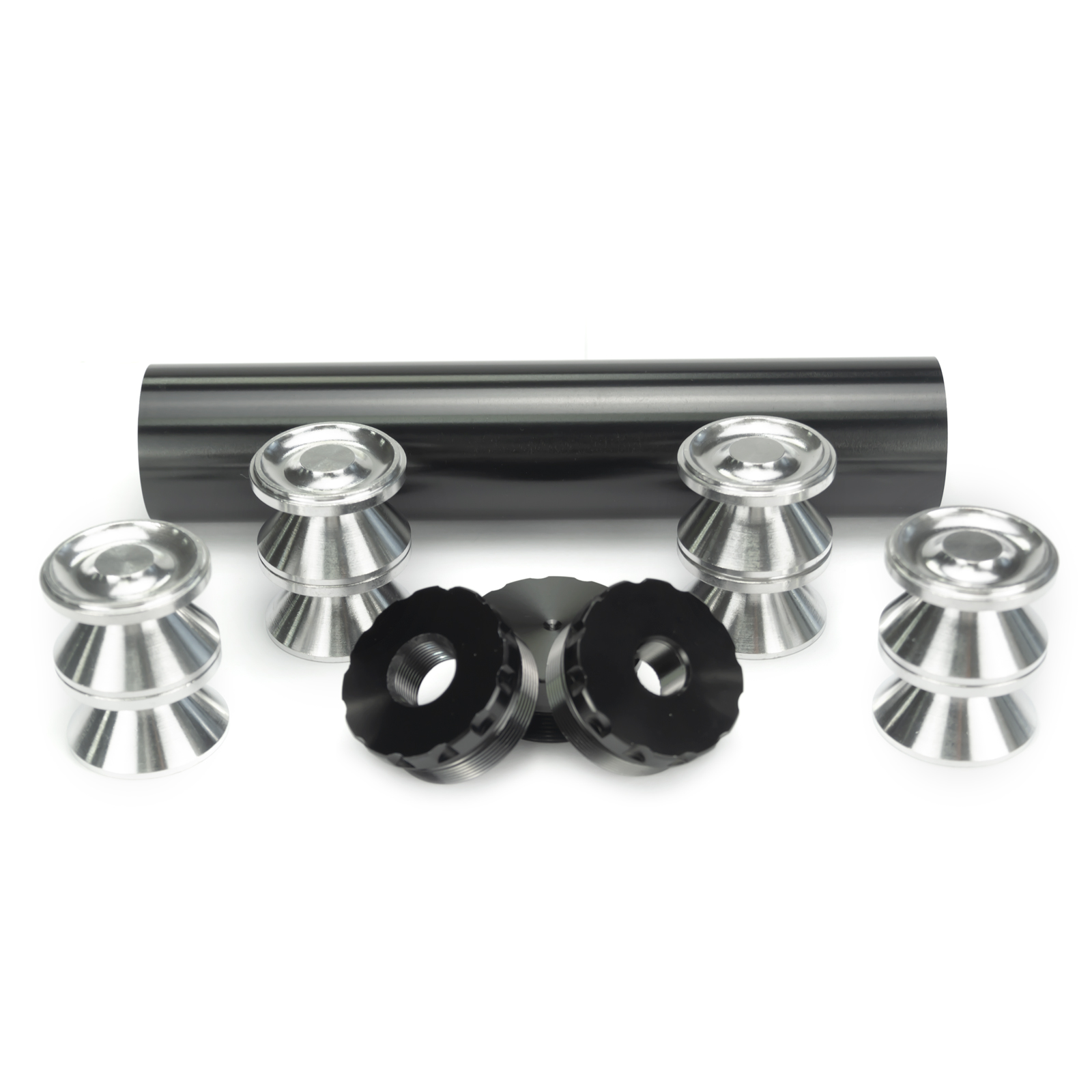 

1.75"OD 9"L Aluminum 7075 Tube Cups D Cell K Cups 2 End Cap 1/2-28 and 5/8-24 Napa 4003 Wix 24003 Oil Catch Solvent Trap, Black