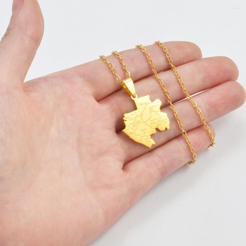 

Pendant Necklaces Anniyo Gabon Map With Cities Name Gabonaise Maps Gabonese Jewelry Stainless Steel Material #301421