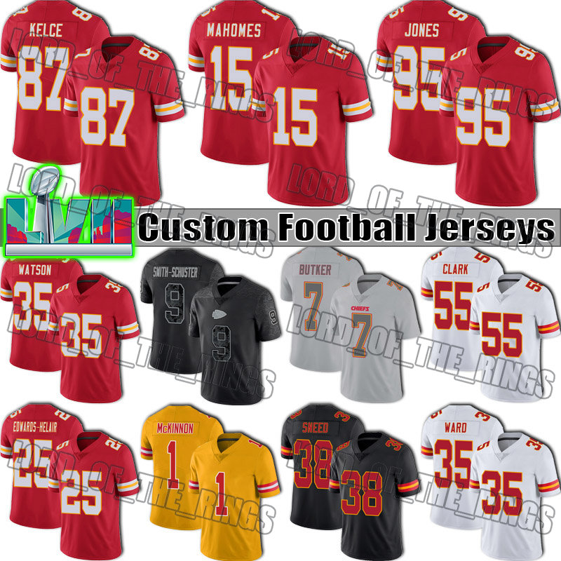 

15 Patrick Mahomes Football Jerseys Travis Kelce Chris Jones JuJu Isaih Pacheco Clyde Jersey Kansases City Chiefes Nick Bolton Butker Sneed Justin Reid Thornhill, Man custom jersey (qz)