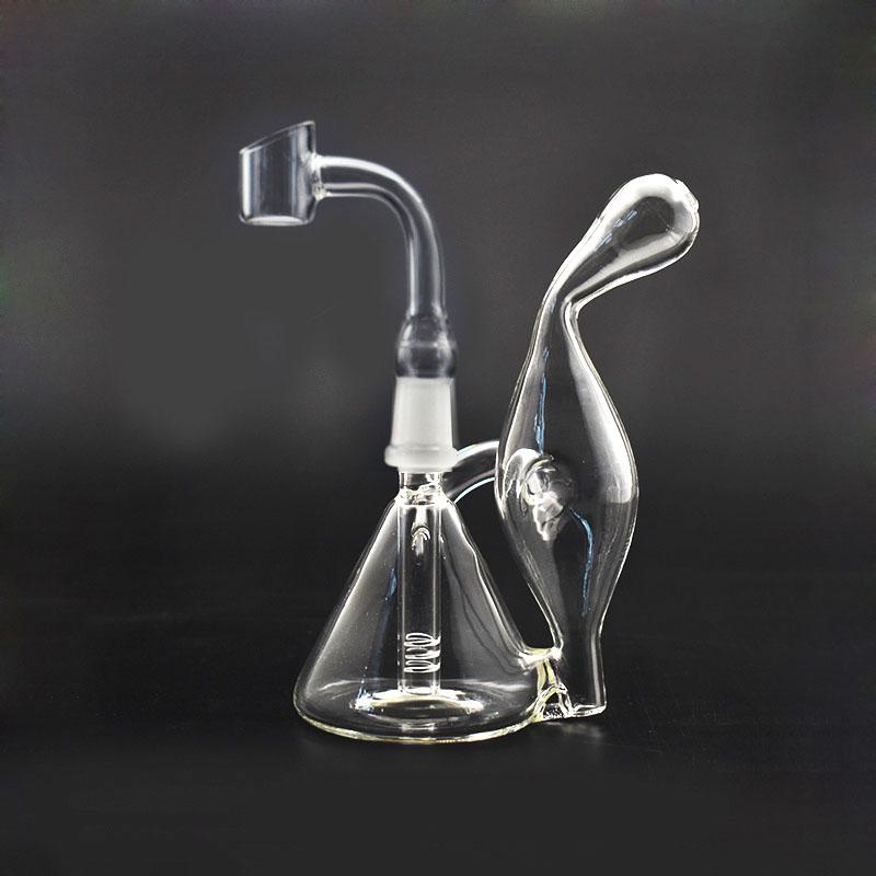 

cheapest Glass Bong Klein Tornado Recycler Dab Rig Unique Bongs smoking bubbler Water Pipes With 14mm Banger nail and oil burner pipe 1pcs