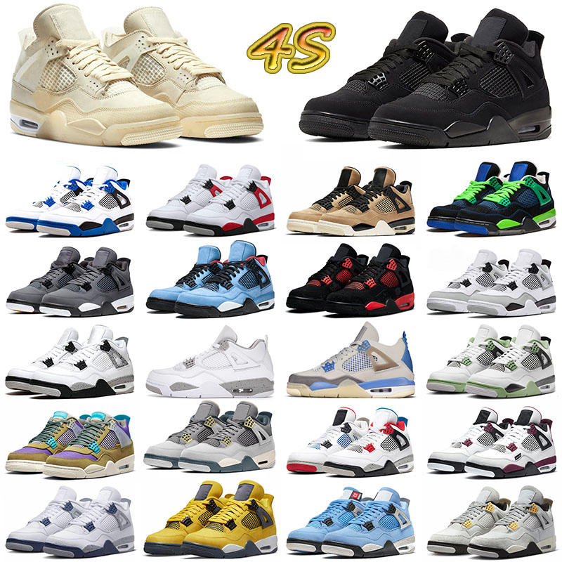 

Military Black 4 4s Mens Sports Basketball Shoes Jumpman Black Cat Photon Dust Seafoam DIY White Oreo Bred Infrared Shimmer Cool Grey Trainer Designer Sneakers, 36-47 university blue
