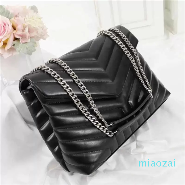

Fashion Designer Bags Women's Chain Real Leather Black Leather Large-Capacity Shoulder Bag High Quality Quilted Messenger Handbags